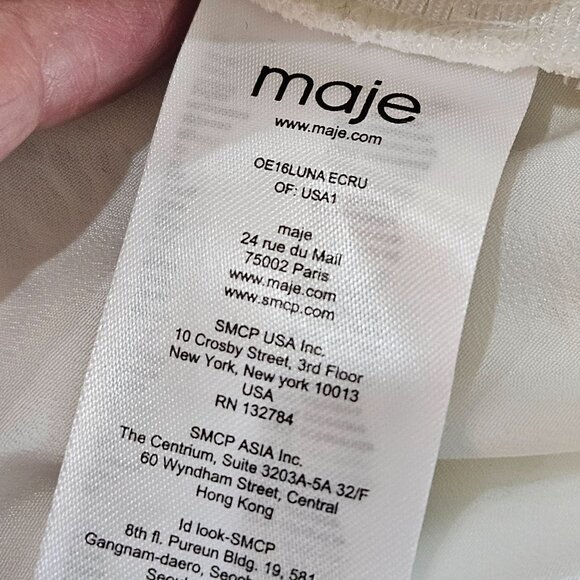 Maje Lace Top Luna Long Sleeve Size 3 Medium Ecru Lace Feminine Designer - Picture 13 of 13